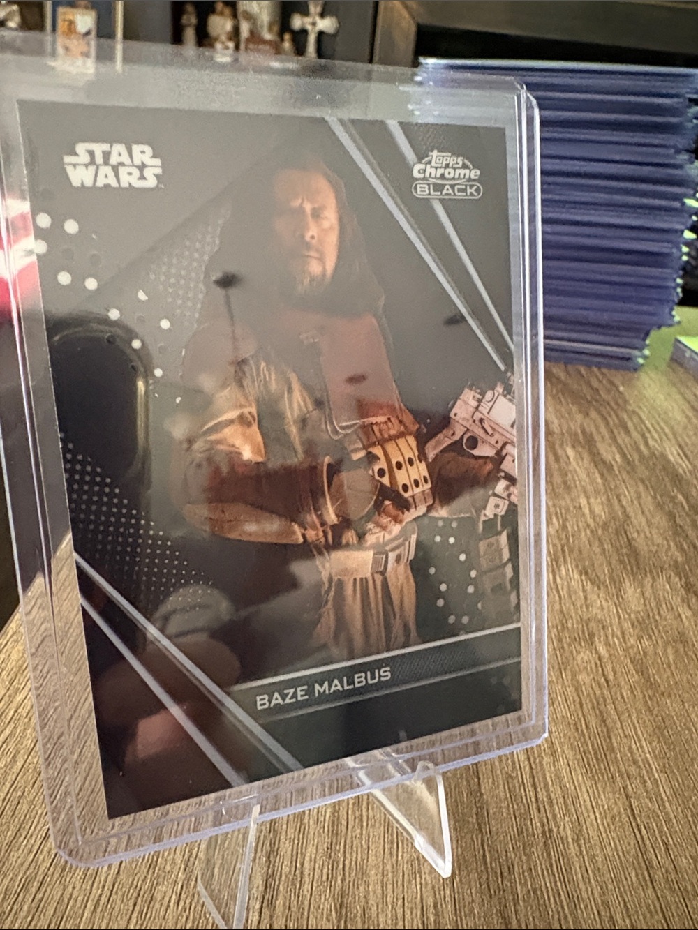 Topps Chrome Black Star Wars Baze Malbus Card with Black and Brown Tones